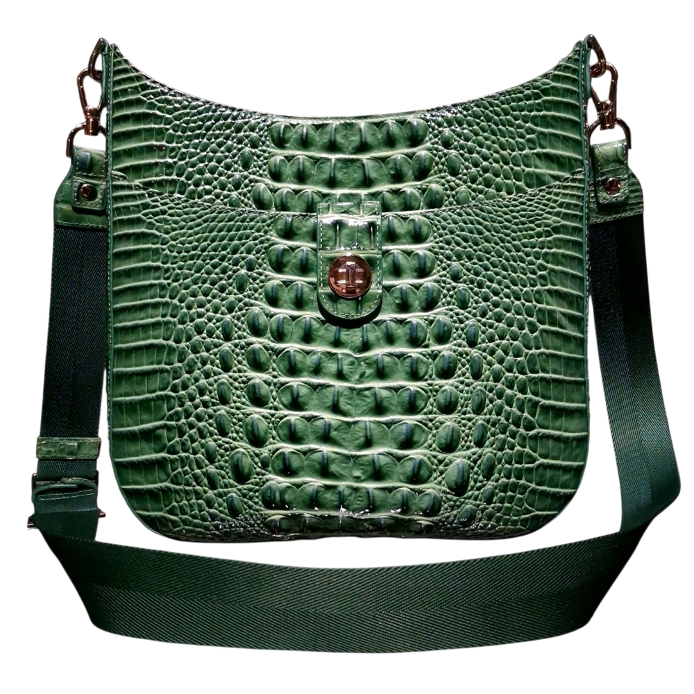Brahmin Leia Croc Embossed Leather Crossbody Bag